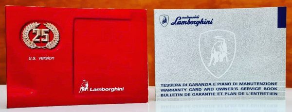 1989 Lamborghini Countach 25th Anniversary owner’s manual & Warranty Card