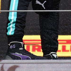 2021 Lewis Hamilton Mercedes GP original signed racing boots - Imola