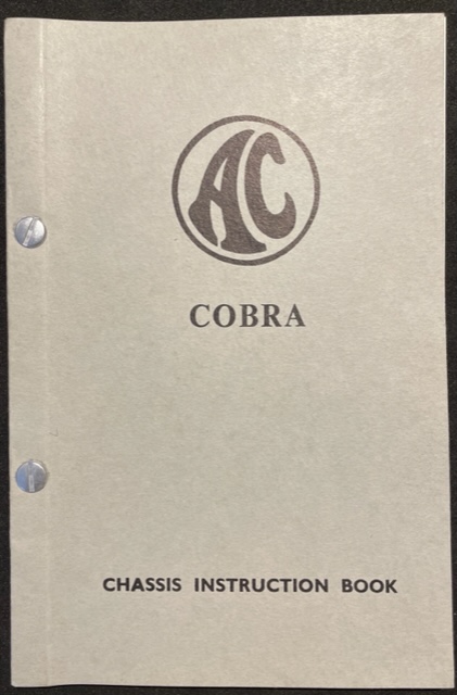 1962-5 Shelby Cobra 289 owner's manual