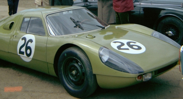 Innes Ireland?s Porsche 904 in the paddock at Silverstone on Practise Day 1st May 1964. Green colour was the hallmark of the Stirling Moss Racing Team 2DB5FPP Innes Ireland?s Porsche 904 in the paddock at Silverstone on Practise Day 1st May 1964. Green colour was the hallmark of the Stirling Moss Racing Team