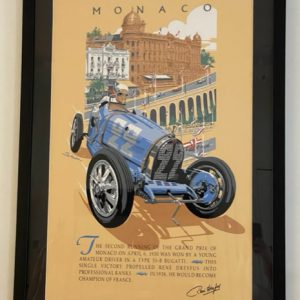 1930 Bugatti Monaco commemorative signed by Rene Dreyfus