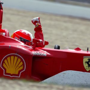 2002 Michael Schumacher Ferrari signed win gloves - France