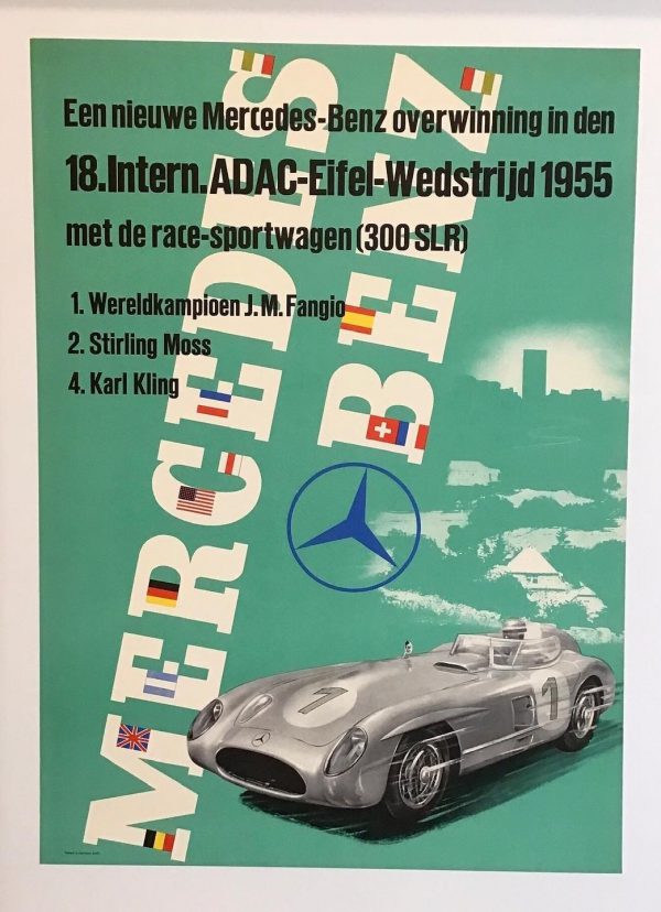1955 ADAC-Eifelrennen Mercedes Factory success poster - Dutch