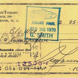 1970 Alejandro De Tomaso signed check