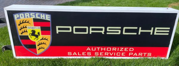 1980s Porsche dealer sales service & parts sign