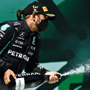 2021 Lewis Hamilton podium win champagne bottle
