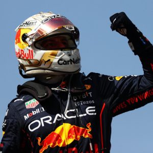 BARCELONA, SPAIN - MAY 22: Race winner Max Verstappen of the Netherlands and Oracle Red Bull Racing celebrates in parc ferme during the F1 Grand Prix of Spain at Circuit de Barcelona-Catalunya on May 22, 2022 in Barcelona, Spain. (Photo by Dan Istitene - Formula 1/Formula 1 via Getty Images)
