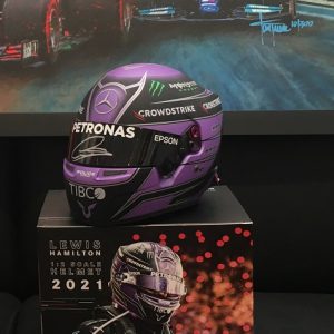 1/2 2021 Lewis Hamilton signed mini helmet