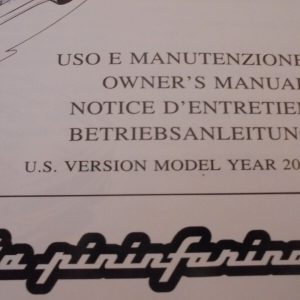 2001 Ferrari 550 Barchetta - USA owner's manual
