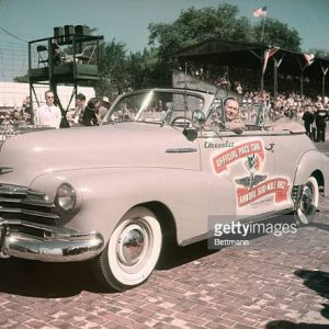 (Original Caption) Official pace car before start of 1948 Speedway 500 mile Classic.