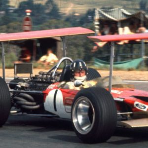 Kyalami, South Africa.
27/2-1/3 1969.
Graham Hill (Lotus 49B Ford) 2nd position, action.
Ref-69 SA 70.
World Copyright - LAT Photographic