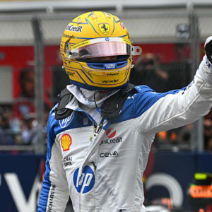 MIAMI, FLORIDA - MAY 03: Third placed Lewis Hamilton of Great Britain and Scuderia Ferrari celebrates in parc ferme during the Sprint ahead of the F1 Grand Prix of Miami at Miami International Autodrome on May 03, 2025 in Miami, Florida. (Photo by Rudy Carezzevoli/Getty Images)