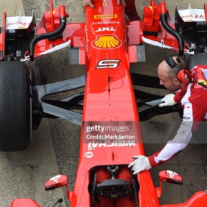 Sebastian Vettel (GER) Ferrari SF15-T nose and front wing at Formula One Testing, Day Four, Barcelona, Spain, 1 March 2015. (Photo by Mark Sutton/Sutton Images)